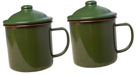 Gatuida 2piezas Taza De Esmalte Retro Con Asa Antideslizante Para Té y Café Estilo Antiguo Ligera y Compacta Para Uso Doméstico y Viajes