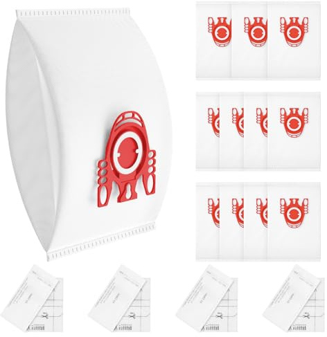 12 Pack FJM Vacuum Bags Compatible with Miele Compact C1, Compact C2,S4000 | S6000,Complete C1,S4, S6,S241-S256, S290-S299,S300-S399,S500-S578,S700-S799, with 4 Motor Filters & 4 Air Clean Filters