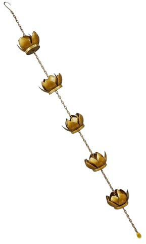 PANGBOER Outdoor-Blumen-Regenketten-Set, rostbeständig, Regenrinnenadapter, Regenkette für Dachrinnen, Fallrohre, Dekorationen, Garten, hängende Ornamente