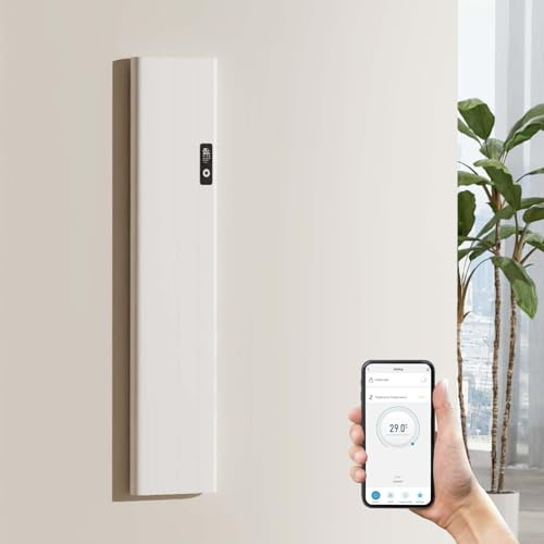 EMKE Radiatore Elettrico a Convezione da Parete 1000W Bianco – Basso Consumo, Display LCD, Programmazione Settimanale, Controllo tramite App, Riscaldamento Intelligente, 1600×362×60 mm