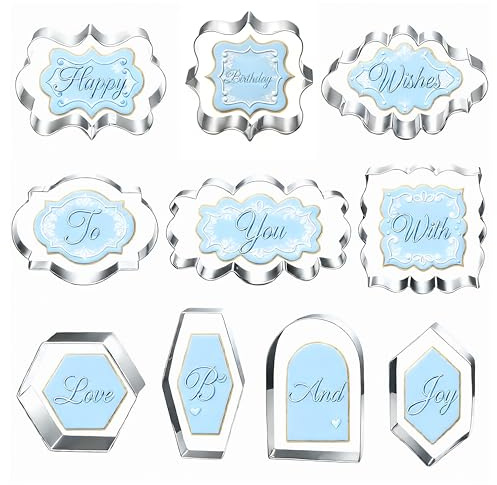 10 Pieces Plaque Frame Cookie Cutter Stainless Steel Biscuit Cutter Difference Shapes,Biscuit Wedding Baking Decorations Holiday Party (silver)
