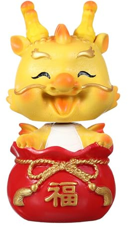 Fictory Chinese Dragon Bobblehead, Lucky Fortune Dragon Nodding Figure, Cartoon Style Car Dashboard Decor, Large Size Asian New Year Ornament, Cultural Collectible Gift