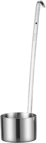 Ngbbby Mestolo in Acciaio Inossidabile da 500 ml con Manico Lungo per al Vino, Base Piatta e Gancio, mestolo per Acqua addensata, Cucchiaio per Olio e zuppa