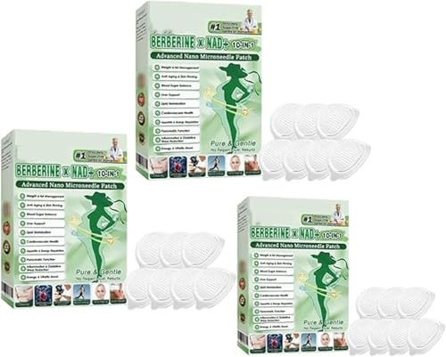 Healrize Moringa Lot de 3 patchs minceurs 10 en 1 avec nano-aiguilles avancés pour homme et femme