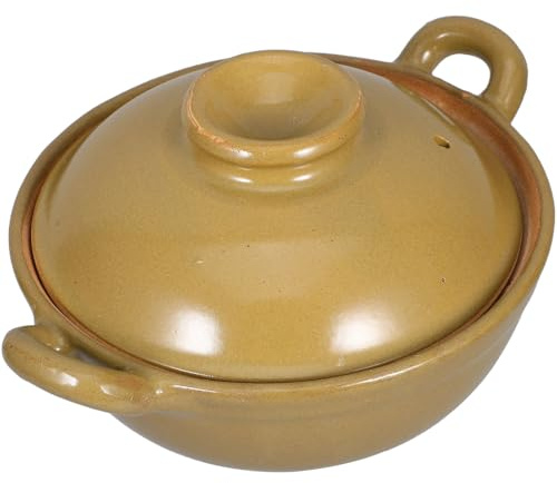 DOITOOL Casserole en Argile 500 Ml Petite Taille Poignée Simple Cocotte Traditionnelle Antiadhésive pour Cuisson Mijotée Maison et Restaurants