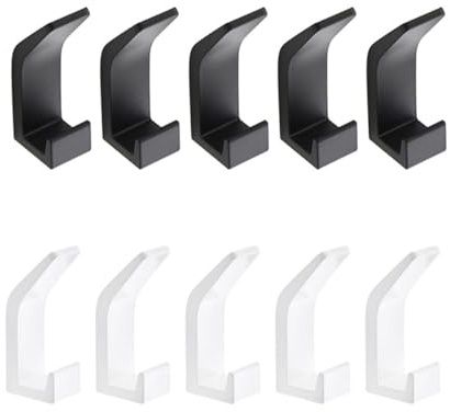 BESPORTBLE Lot de 5 Crochets Muraux en Aluminium Blanc, Patères Murales pour Vestiaire, Salle de Bain Cuisine, Crochets de Rangement Résistants à L’humidité, Fixation Adhésive sans Perçage