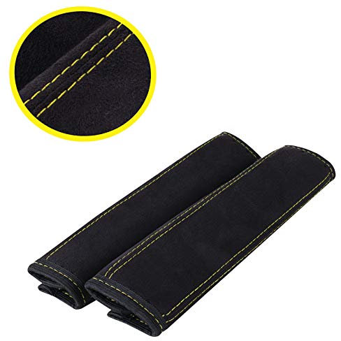 L & P Car Design L&P A135-1 2 Stück Gurtschoner Gurtpolster aus Microfaser in Schwarz mit gelber Naht