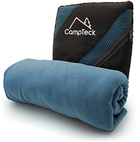CampTeck U6829 Yoga-Handtuch aus Mikrofaser für Yogamatte (184 x 62 cm), rutschfest, Hot Yoga, Bikram Yoga & Power Yoga, mit Tragetasche, Blau