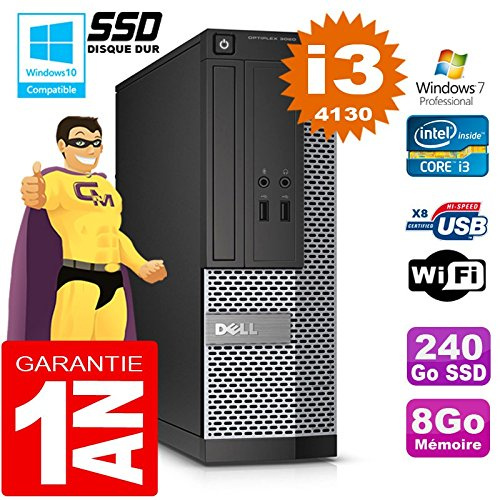 Dell PC 3020 SFF Core I3-4130 Ram 8gb Disco 240 Go SSD masterizzatore DVD Wifi W7 (Ricondizionato Certificato)