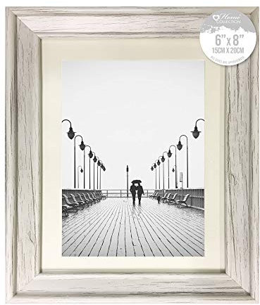 Design Group White Solitaire Shabby Chic Distressed Wood Styrene Photo Frames 6x8