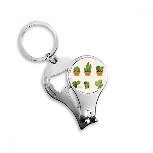 Cactus piante grasse illustrazione pianta in vaso Nail Nipper anello portachiavi apribottiglie tagliatore