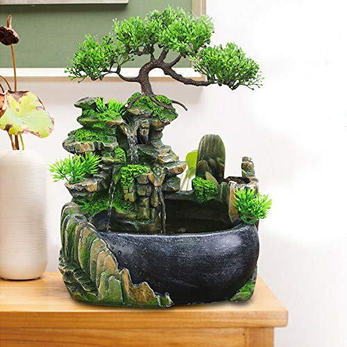 Kaibrite - Fontana in resina a cascata, decorazione da tavolo zen per casa, ufficio, camera da letto