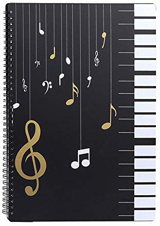 Notenmappe A4, Notenordner, Musikmappe für Noten 30 Taschen Clef, Wasserdicht Chorfolder für Musiker Band Kunstmappe Music Note Kirchenchor - Papier Noten Schützen (Klaviertasten)