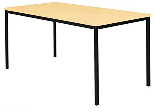 Stahl-Schreibtisch für Unterbaucontainer (310320/310330) 160x80cm Schwarz-Ahorn 310162