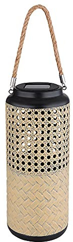 Solarleuchte Bambus Garten Solarlampen Rattan Balkon Solar Laterne Bambus, zum hinstellen und aufhängen, 1x LED warmweiß, DxH 12 x 45 cm
