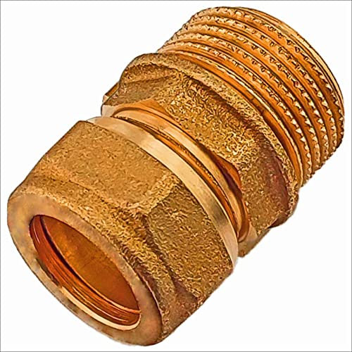 Übergang Kupplung mit Aussengewinde mit Kragen 1 Rohr Zoll AG für Kupferrohr Außendurchmesser 28 mm Schraub Fitting mit Klemmring Verschraubung Klemmverschraubung für Kupfer CU Rohr Verbinder Muffe