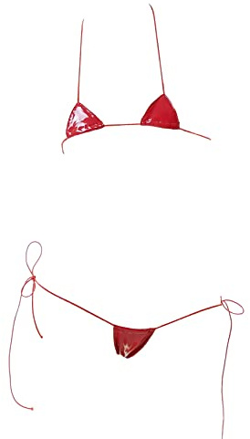 JasmyGirls Läder Micro Bikini Extreme Anime Underkläder Sexig Cosplay Outfit Japansk BH Trosa Set Tvådelad Stringbaddräkt