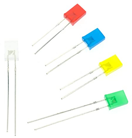 100 pcs 2x3x4 White LED Diode Lights 234 (Square Clear Transparent DC 3V 20mA) Bright Lighting Bulb Lamps Electronics Components Indicator Light Emitting Diodes (B:5 Colors X 20pcs = 100pcs)