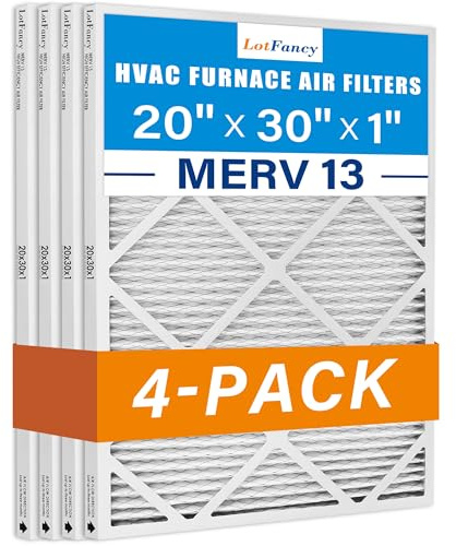 LotFancy 20 x 30 x 1 Luftfilter, MERV 13 AC Ofenfilter, 4 Stück gefaltete Klimaanlage HVAC Filter (tatsächliche Größe: 50 x 75 x 1 cm)