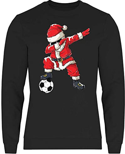wowshirt Herren Sweatshirt Weihnachtsmann Dabbing Santa Claus Weihnachten Schnee Fußball WM, Größe:L, Farbe:Black
