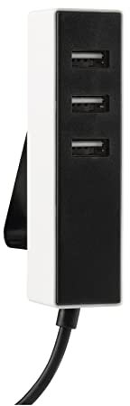 Simon - Adattatore per presa USB e USB C, caricatore multiplo con 3 prese A + 1 cavo C, ladro di prese 2,1 A, colore bianco e nero