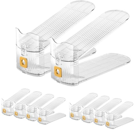 GlSAKE Platzsparender Schuhstapler, 10 Stück, Schuhslot-Organizer, Verstellbarer Schuhhalter, Aufbewahrung für Schuhschränke