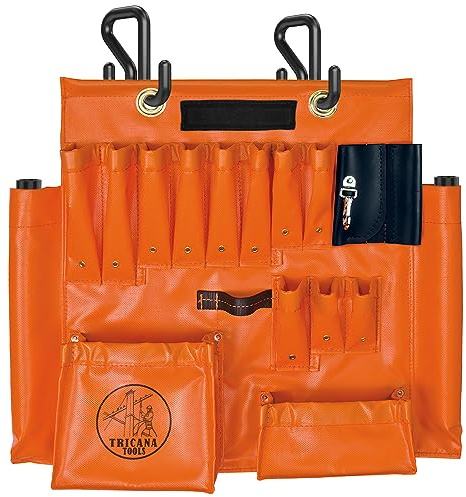Lineman Tool Board, Aerial Apron w/Magnet, Bucket Truck Tools Organizer with Over 16 Pockets, Tool Organizer for Bucket Trucks and Lineman, Includes Two 2” Bucket Hooks
