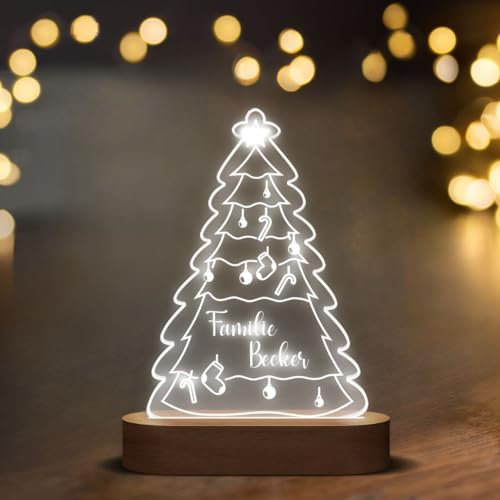 CHRISCK design Deko LED Leuchte - Weihnachtliches Nachtlicht mit niedlicher, winterlicher Gravur | ideal für das Kinderzimmer, den Flur oder das Wohnzimmer - mehrere Farben einstellbar