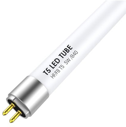 IHYCTV Tubo LED T5 da 30,5 cm, F8T5, 288 mm, 5 W, 685 lm, 4000 K, attacco G5, lampadina fluorescente T5 8 W per EVG, 24 Volt, luce bianca neutra 840, confezione da 1