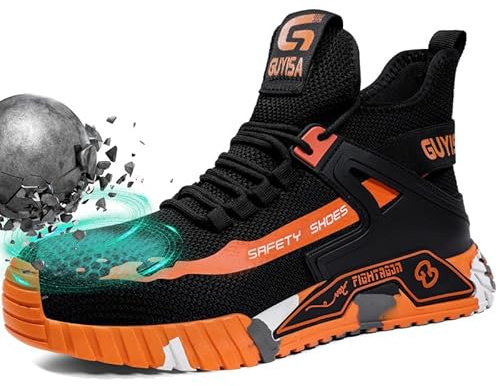 Steel Toe Shoes for Men Work Safety Shoe Industrial Construction Shoes Mid Cut Industrial Boot Work Sneakers Comfortable Lightweight Safety Shoe for Work