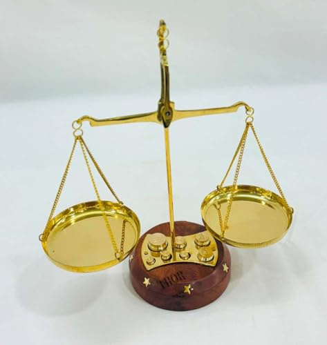 Balance vintage en laiton d'orfèvrerie, balance de justice, balance apothicaire, petite balance décorative en laiton