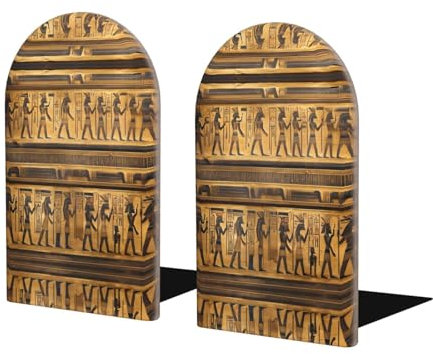 Ägypten Hieroglyphen Stilvoller Buche Holz Zeitschriftensammler - Rutschfeste Buchstützen für Regale - Organisieren und Aufbewahren von Bürobedarf