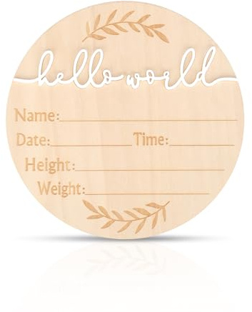 Babymeddelandeskylt, 15cm Trä Hello World Babyskylt Nyfödd Välkomstskylt Födelsemeddelandeskylt för Sjukhus Baby Shower Fotorekvisita Hemdekorationer