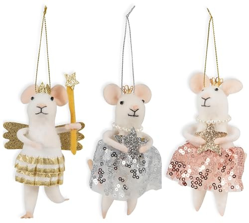 Trimits Needle Felting Mice – Christmas Tree Decorations for Kids & Adults, Complete Craft Kit with Instructions, Wool Felt Set for Beginners, Homemade Gifts & DIY Baubles Embellishments
