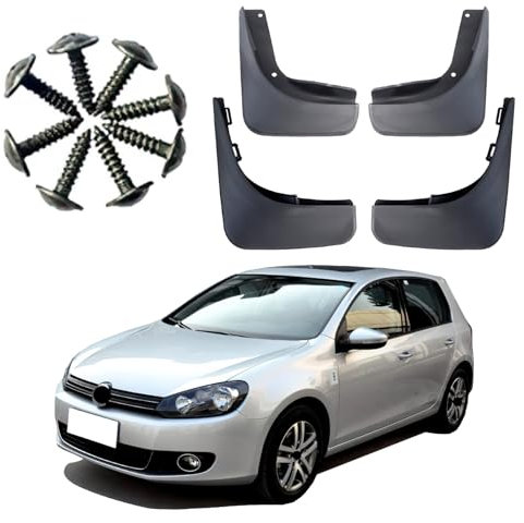 ontto 4 Stück Schmutzfänger Spritzschutz Passt für VW Golf 6 MK6 Hatchback 2008-2012 Auto-Kotflügel mit Schraube Dustproof Kratzfest Korrosions Auto Vorne Hinten Schutzblech Mudflap Ersatzzubehör