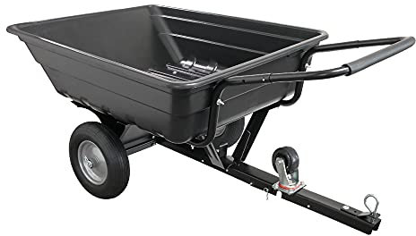 wuuhoo® Kippanhänger Kalle für den Rasentraktor, Anhänger bis 300 KG, Rasenmäheranhänger, kippbarere Hänger für den Garten, optional mit Anhängerkupplung Ohne Anhängerkupplung (schwarz)