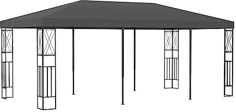 Rasen & Garten, Outdoor-Wohnen, Außenstrukturen, Vordächer & Pavillons, Pavillon, 3 x 6 m, anthrazitfarbener Stoff