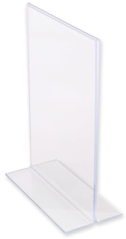 1 Stück Tischaufsteller, FRANZ MENSCH, DIN A6, transparent, PS, T-Form | beidseitig nutzbar, klare Präsentation, schneller Motivwechsel, Speisekartenhalter, Preisschilder, Werbeaufsteller
