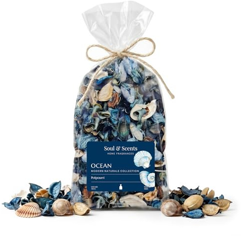 Soul & Scents Ocean Potpourri | Dried Flowers | Fine-Living | Natural Decoration | Mood Enhancer | Perfect for Home Decor, Gifts, and Aromatherapy | Made in India | Pack of 2-140gm Each