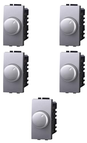 5 MODULI DIMMER, GRIGIO, COMPATIBILE CON BTICINO LIVING, REGOLAZIONE 100W - 1000W, MODULI E FRUTTI 100% COMPATIBILI, MATERIALI DI ALTA QUALITA'