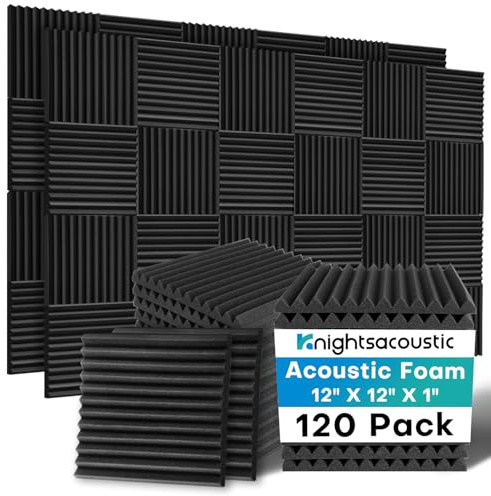 120 Pack Acoustic Foam Panels, 1 X 12 X 12 Inches Sound Proof Foam Panels for Walls, High Density Acoustic Panels Sound Absorbing (NOT INCLUDE ADHESIVE)