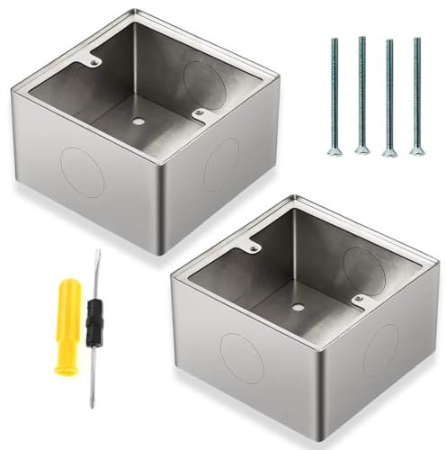 Acmerota Scatola da incasso in acciaio inossidabile Scatola da incasso singola Scatola da incasso con profondità 33 mm Presa Ethernet 1 gang (86 mm x 86 mm x 33 mm)