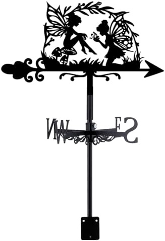 SUPERDANT Fairy in a Garland Weather Vane for Roof Animal Metal Weathervane Mephitis Wind Vanes for Sheds Black Wind Direction Indicator for Farmhouse Yard Farm Shed Garden Decoration