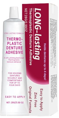 Crema adhesiva profesional para dentaduras postizas, adhesivo termoplástico flexible, adhesivo seguro para prótesis, agarre seguro para todo el día ajuste cómodo