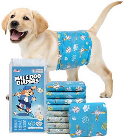 Dono Dog Diapers Male 40ct, Widened Disposable Male Dog Wraps, Super Absorbent Doggie Belly Bands with Wetness Indicator, Leak-Proof Puppy Pampers for Incontinence Excitable Urination, Small