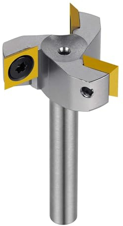SpeTool Vernickelt Planfräser 8mm Schaft 35mm Durchmesser Wendeplatten 3 Flöten CNC Planfräser für Oberfräse mit ATS Beschichtung Abflachfräser Wendeplattenfräser für Schaftfräser