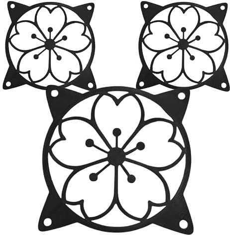 SplashNColor Sakura Coque décorative pour ventilateur de jeu d'ordinateur Motif fleurs de cerisier 120 mm Installation facile Noir