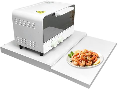 Estante extensible para horno microondas, bandeja deslizante para microondas, estante extraíble expandible, estante organizador ajustable para encimera de cocina, estante enrollable de acero al