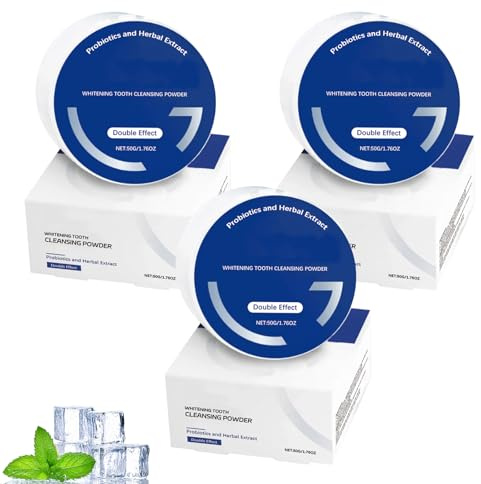 Polvere dentale per sbiancamento probiotico, Teeth Whitening Powder con estratti di perle ed erbe, polvere delicata per la pulizia dei denti contro scolorimento, senza fluoruro e per denti sensibili