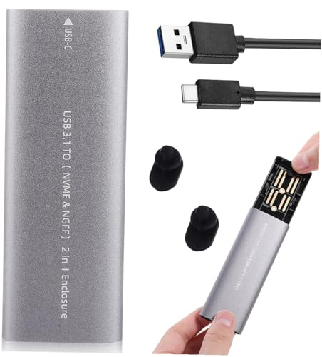 Operitacx Portable Nvme External 3.1 Hard Protocol Dual Type-c Disk Ngff | Aluminum Alloy Housing, B-key and Key Support, Fast Reading Speed for Daily Office Use